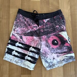 Hurley boardshorts Swim Trunks with Fish and Squid Design Mens 32